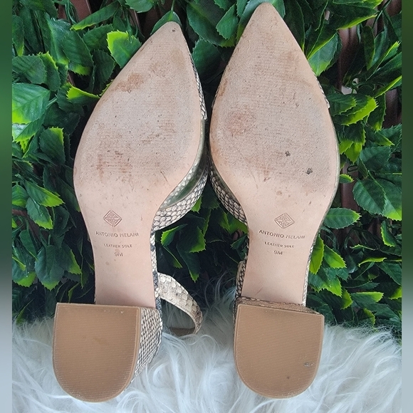 Antonio Melani Braylene Snake Print Leather Slingback Block Heel Women's Size 9 - Picture 10 of 11